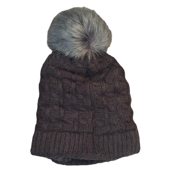 Gray Slouchy Warm Soft Beanie With Faux Fur Lining One Size NEW - Picture 1 of 3